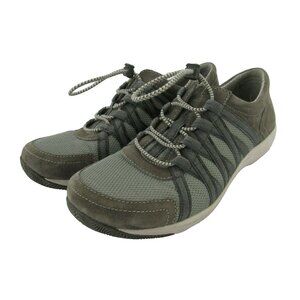 Dansko Womens Running Shoes 39 Grey Suede Locking Lace Up Lows